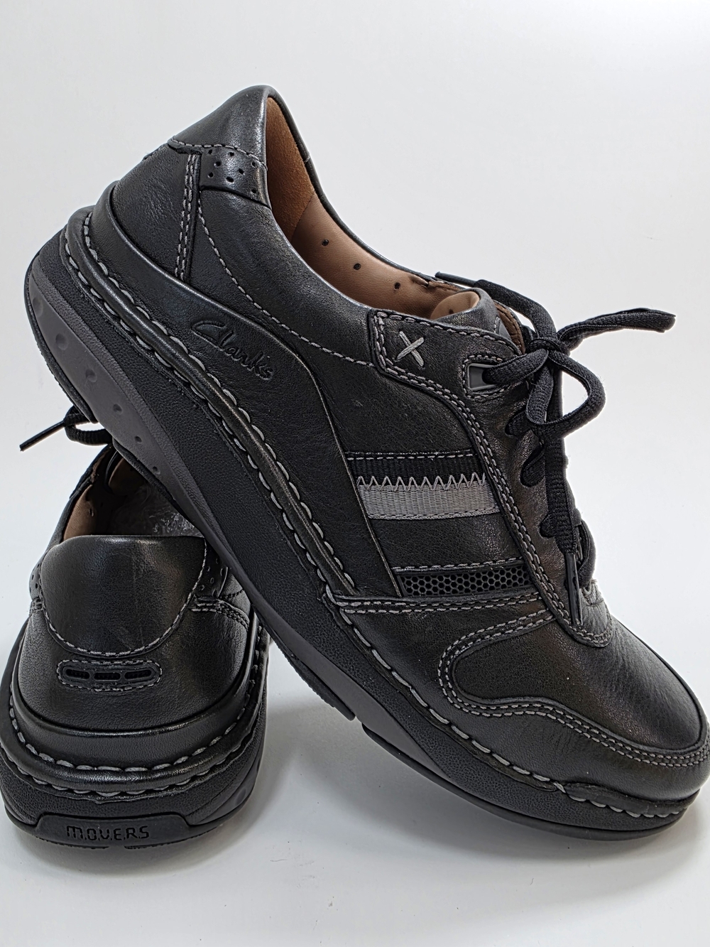 Clarks Active Air Flow System Black Leather Men's Oxford Dress Shoes Size 8.5M